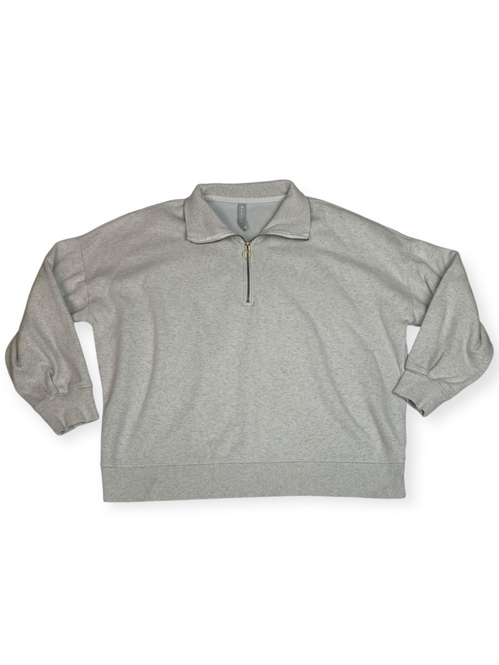 Athleta Women's 1x Cozy 1/4 Zip Pullover Sweatshirt Gray Cream Prep Lulu Athleti